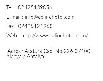Kleopatra Celine Hotel iletiim bilgileri